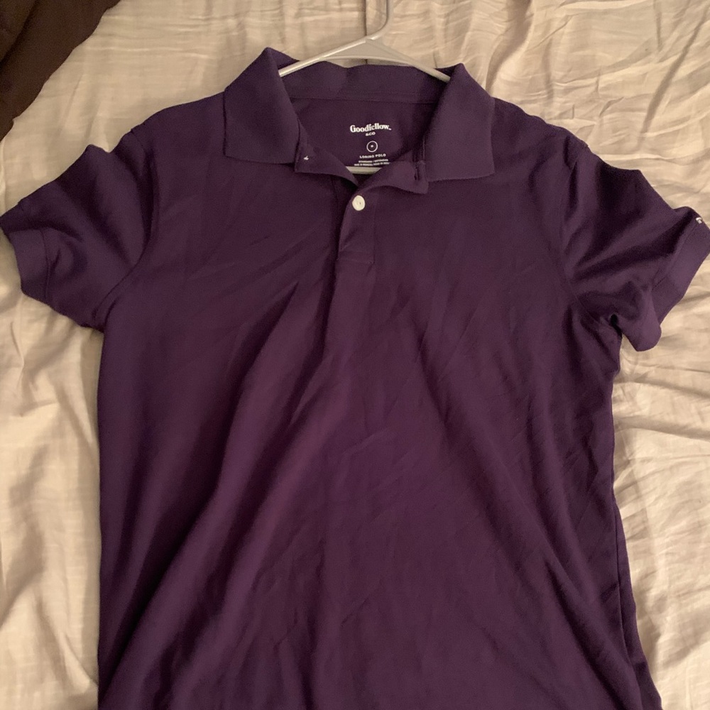 purple button down polo